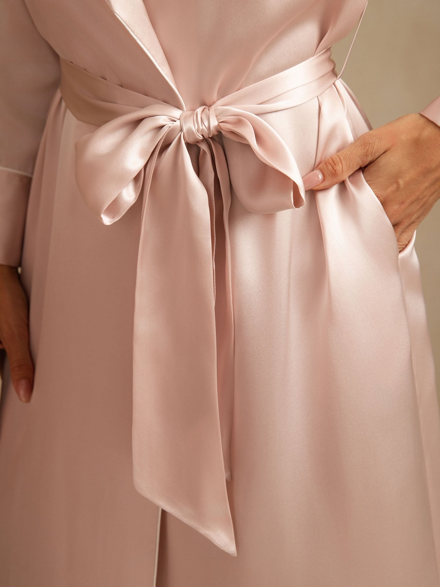 [Rose] SilkSilky-FR Soie Col Chemise Femme Peignoir 005