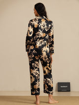 [Dragon Noir] SilkSilky-FR Long Sleeve Lapel Collar Femme Pyjamas 002