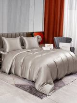 [Gris] SilkSilky-FR Parure de Lit Soie 002