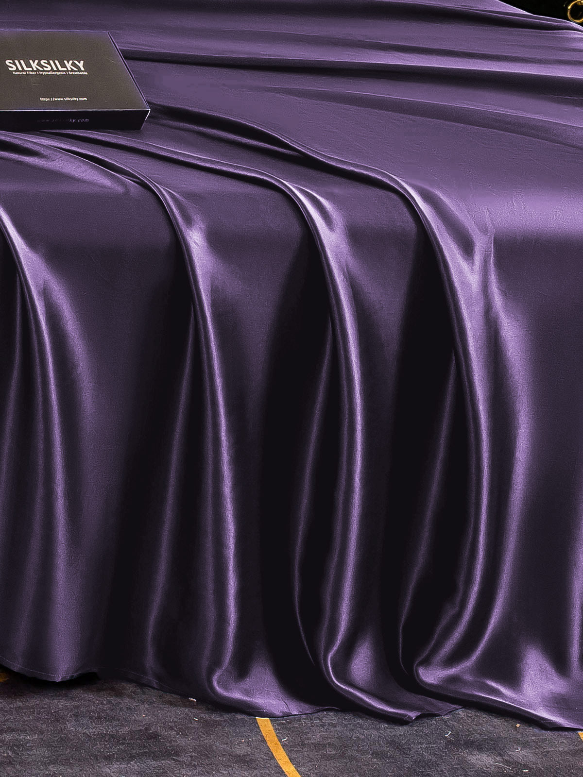 [Violet Foncé] SilkSilky-FR 22Momme Pure Soie Sheet 005,