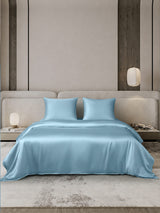 [Bleu Clair] SilkSilky-FR Parure de Lit Soie 002