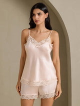 [Rose] SilkSilky-FR Sleeveless V Neck Ensemble Camisole 001