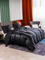 [Noir] SilkSilky-FR Parure de Lit Soie 003