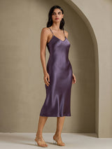 [Gris Pourpre] SilkSilky-FR Sleeveless V Neck Chemises de nuit 003