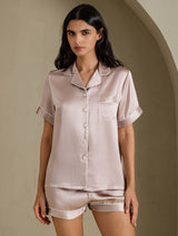 [Gris Ombre] SilkSilky-FR Short Sleeve Lapel Collar Femme Pyjamas 003