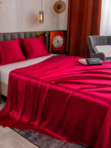 [Rouge Vineux] SilkSilky-FR Parure de Lit Soie 005