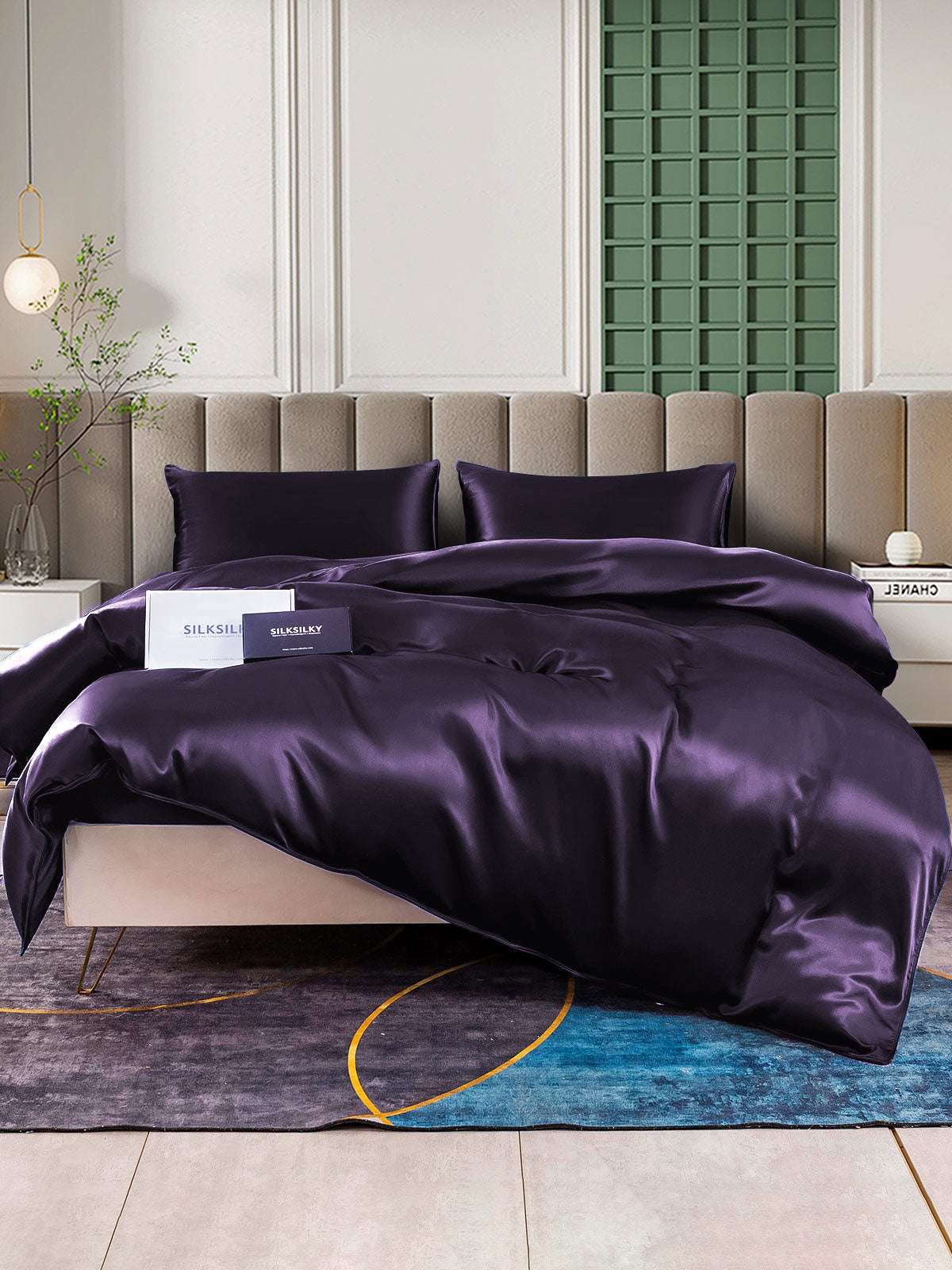 [Violet Foncé] SilkSilky-FR 22Momme Pure Soie Bedding Set 001,
