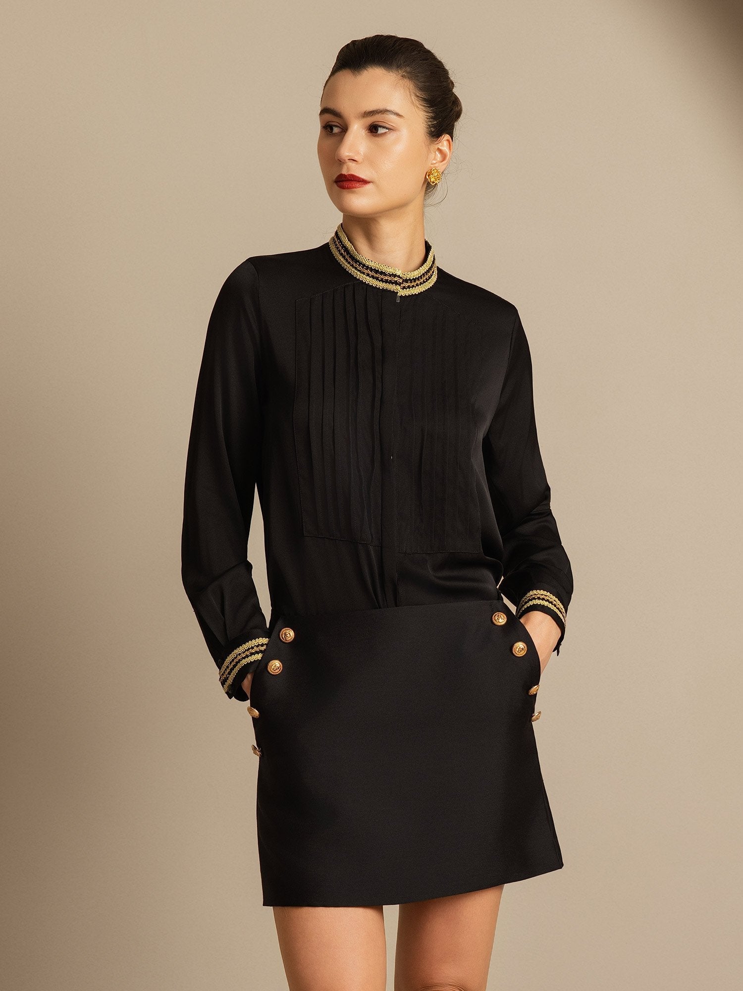 [Noir] SilkSilky-FR 32Momme Soie Skirt 008,