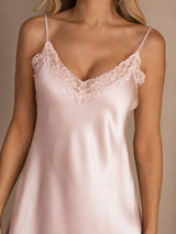 [Rose] SilkSilky-FR Sleeveless V Neck Chemises de nuit 004