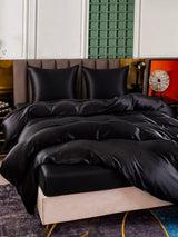 [Noir] SilkSilky-FR Parure de Lit Soie 003