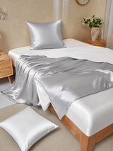 [GrisClair+Blanc] SilkSilky-FR Parure de Lit Soie 001