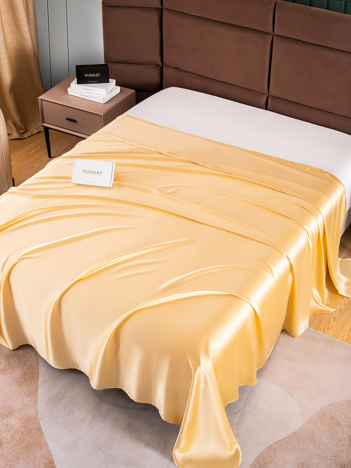 SilkSilky FR 25Momme Pure Soie Sheet Champagne 002