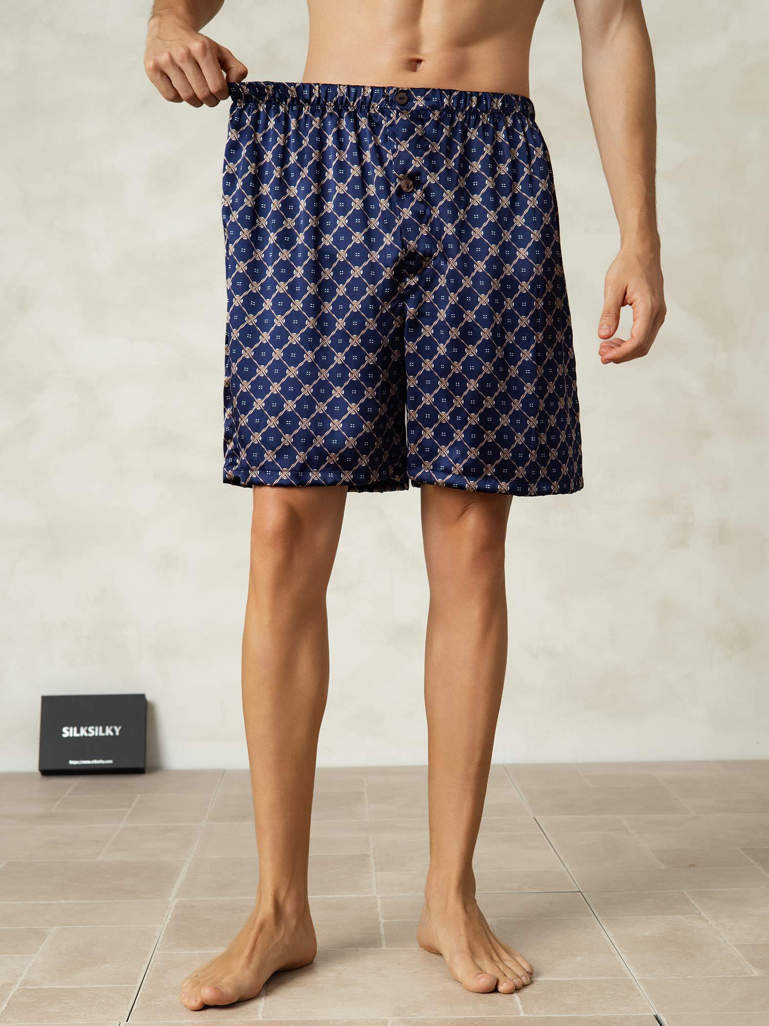 [Chaîne Marine] SilkSilky-FR Soie Mens Sleep Bottoms 005,