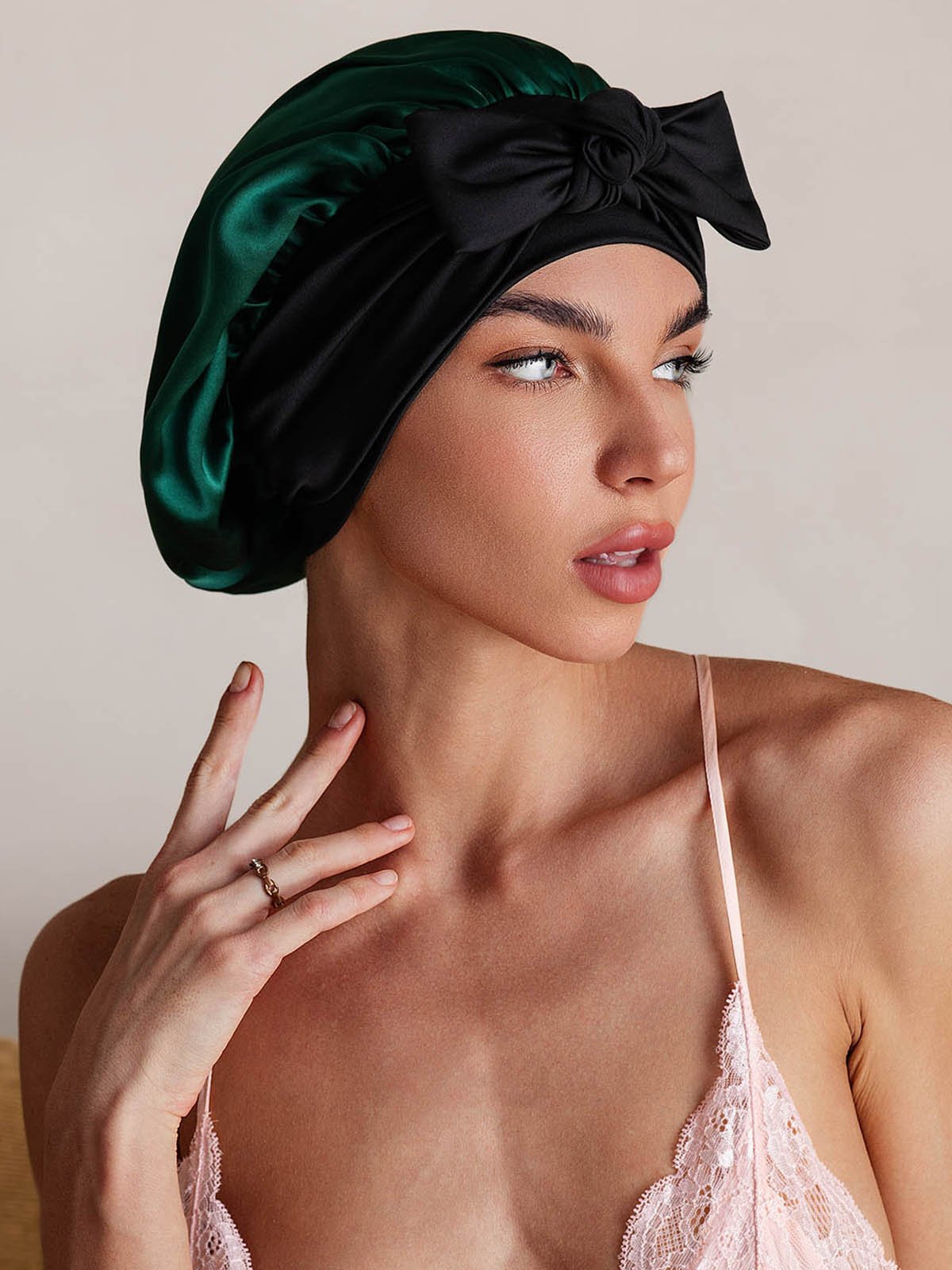 SilkSilky-FR Soie Sleep Cap VertFoncé 001