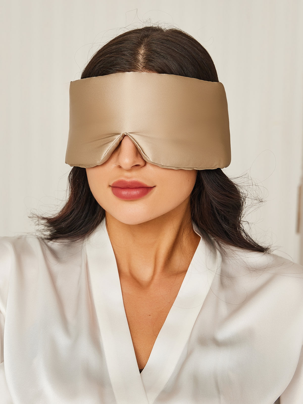 [Beige] SilkSilky-FR 19Momme Pure Soie Eye Mask 001
