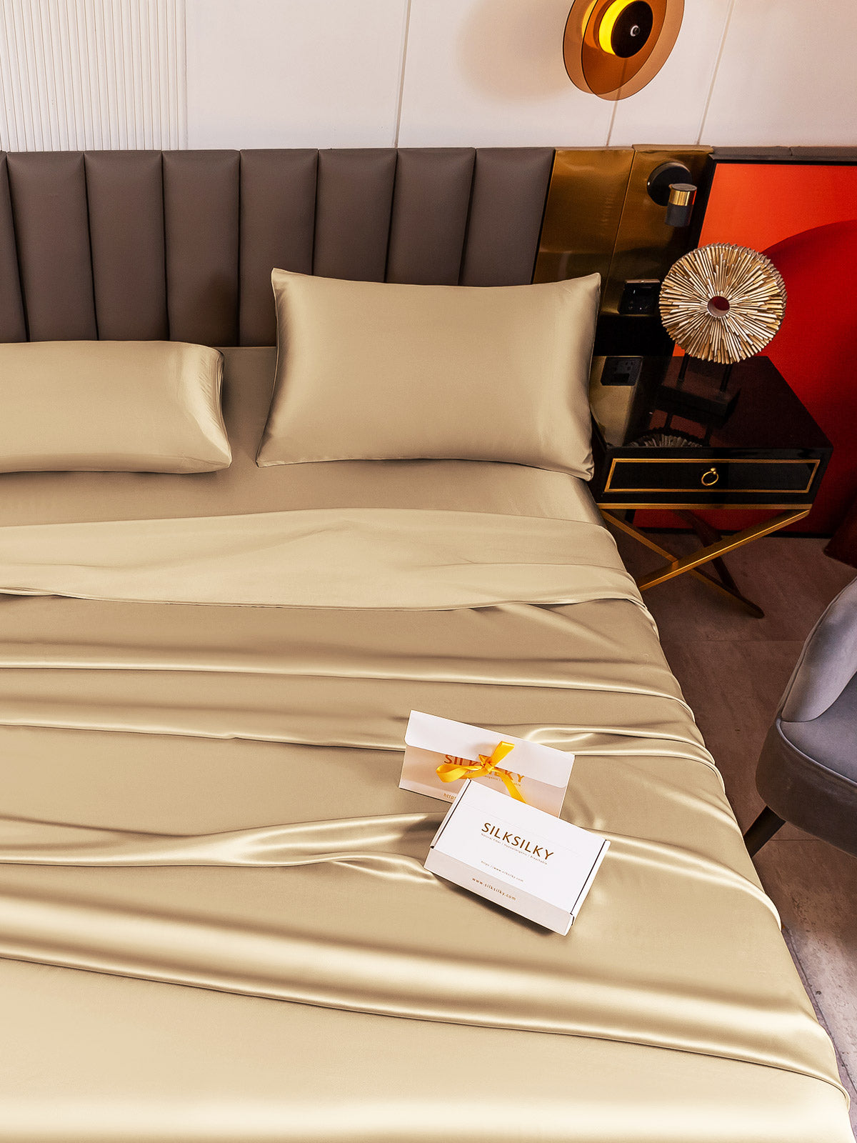 [Beige] SilkSilky-FR 19Momme Pure Silk Bedding Set 003