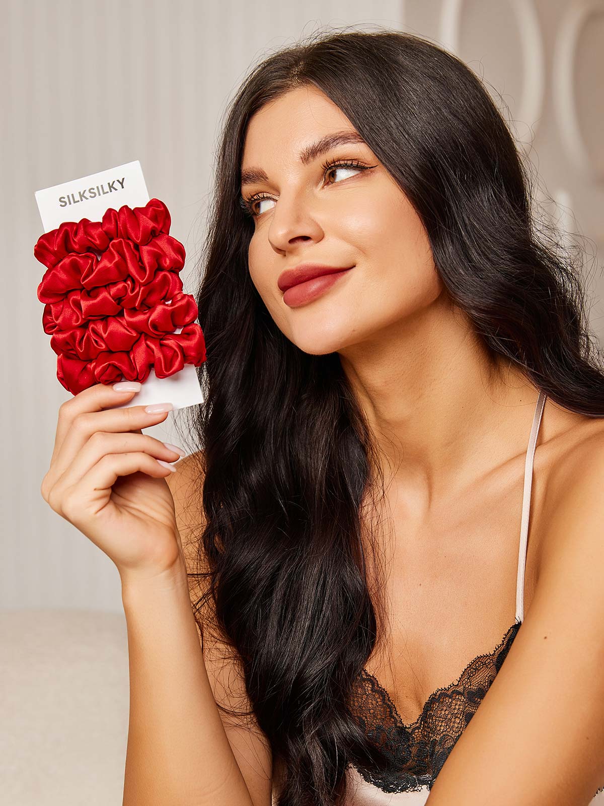 [Rouge Vineux] SilkSilky-FR 19Momme Pure Soie Scrunchie 002