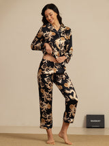 [Dragon Noir] SilkSilky-FR Long Sleeve Lapel Collar Femme Pyjamas 003