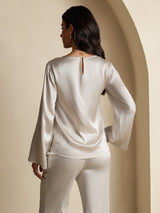 [Gris Clair] SilkSilky-FR Long Sleeve Boat Neck Blouse 002