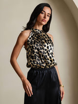 [Leopard] SilkSilky-FR 19Momme Soie Womens T-Shirt 001,