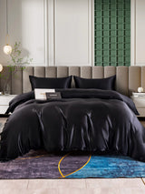 [Noir] SilkSilky-FR 25Momme Parure de Lit Soie 001