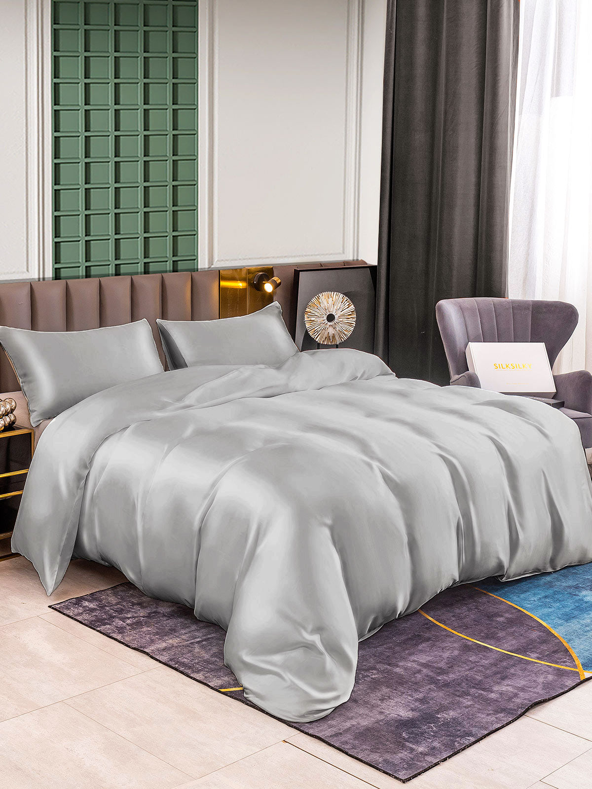 [Argent] SilkSilky-FR 25Momme Pure Soie Bedding Set 001