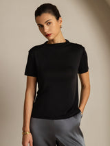 [Noir] SilkSilky-FR Short Sleeve Femme T-Shirt 001