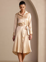 [Champagne] SilkSilky-FR Long Sleeve Lapel Collar Robes 005