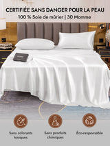 [Blanc] SilkSilky-FR 30Momme Taies d'Oreiller 007