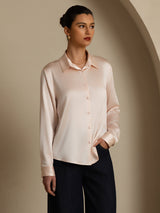 [Rose Clair] SilkSilky-FR Long Sleeve Lapel Collar Femme Chemise 003