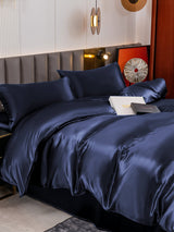 [Bleu Foncé] SilkSilky-FR 19Momme Parure de Lit Soie 005