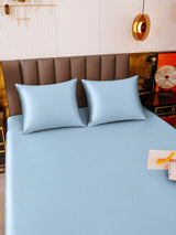 [Bleu Clair] SilkSilky-FR Parure de Lit Soie 005