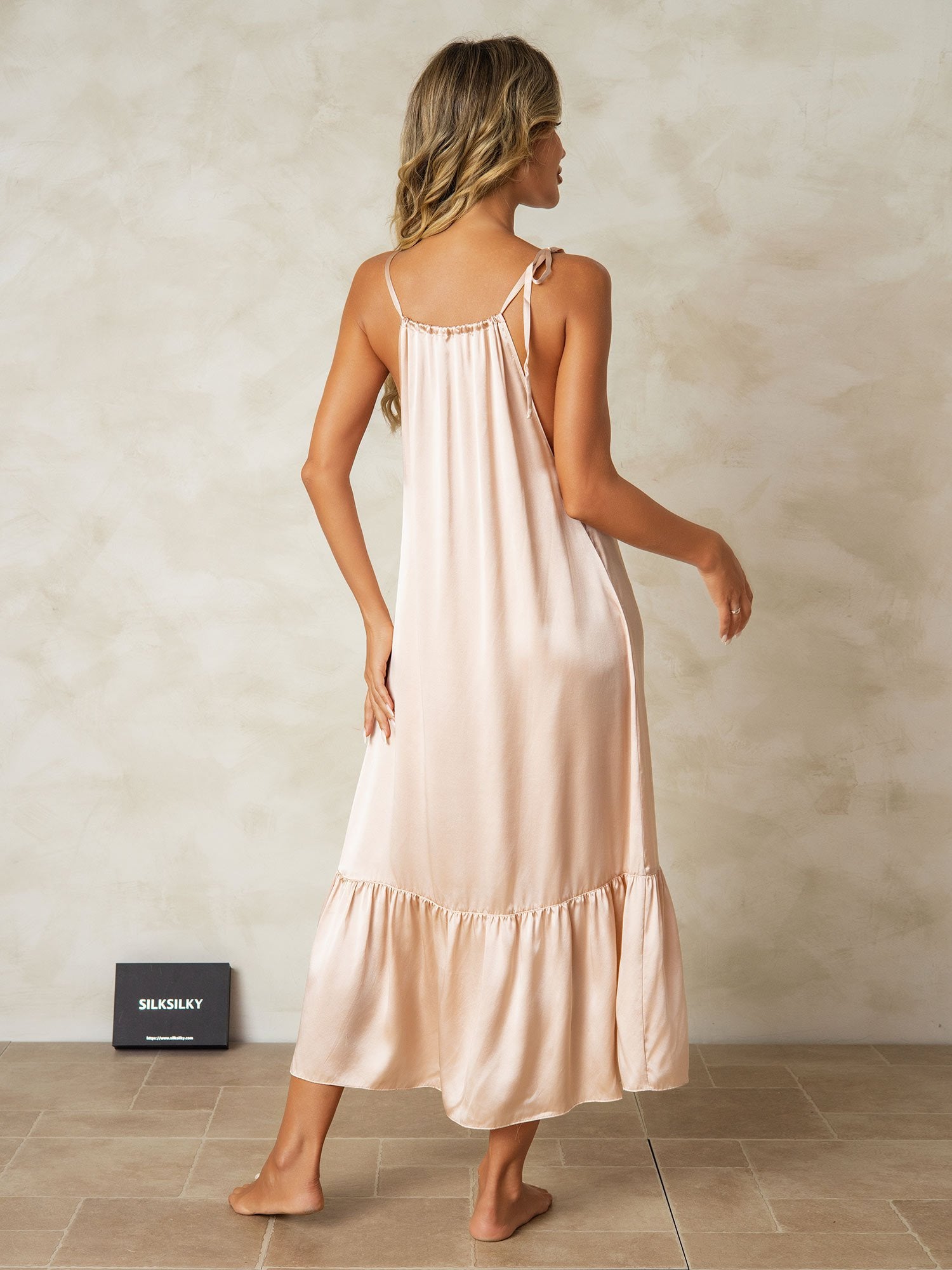 [Tan] SilkSilky-FR Soie Nightgown 002