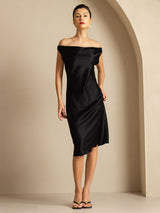 [Noir] SilkSilky-FR Sleeveless Cowl Neck Robes 001