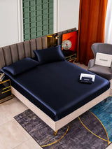 [Bleu Foncé] SilkSilky-FR 25Momme Parure de Lit Soie 001