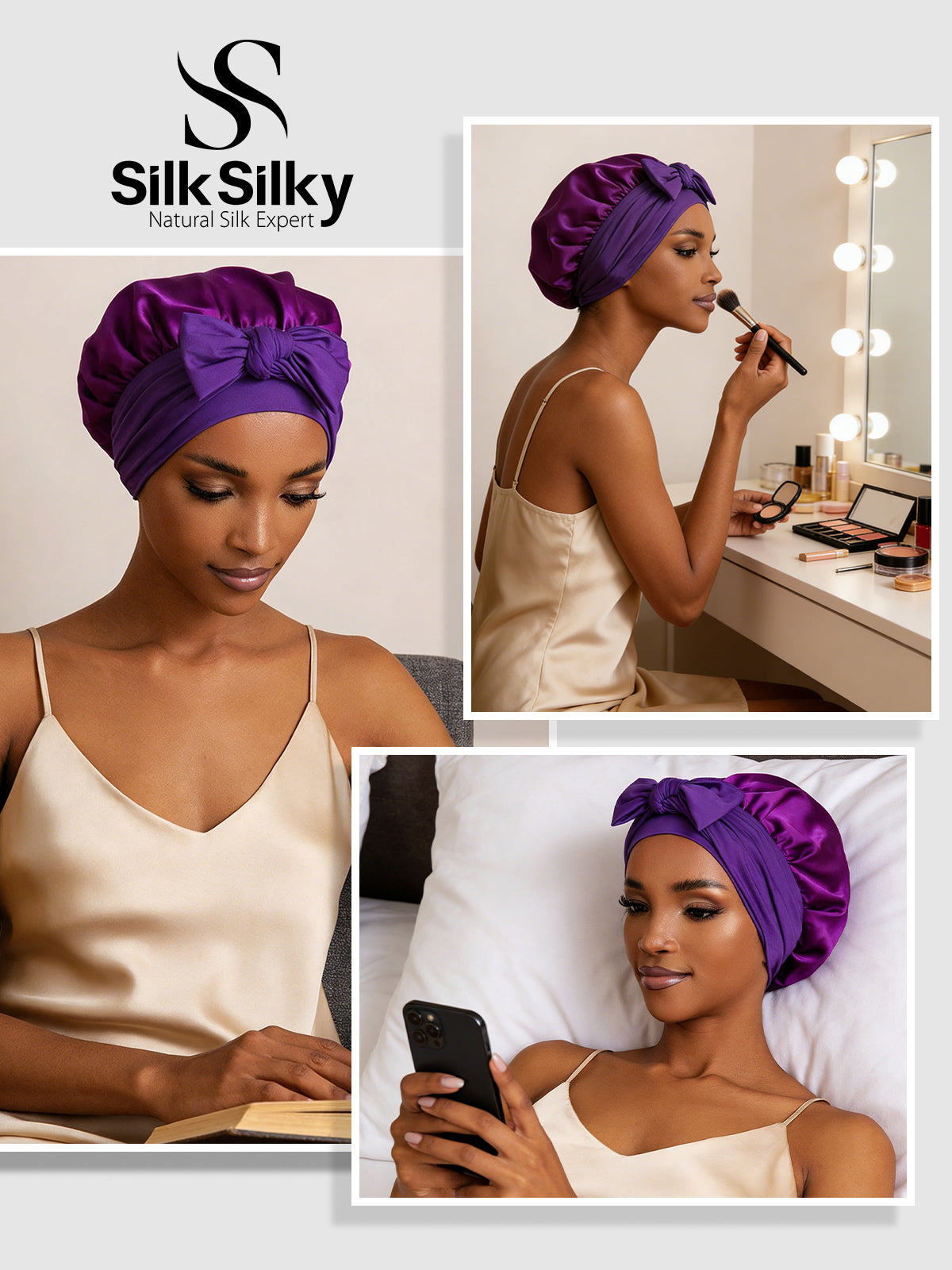 [Violette] SilkSilky-FR Soie Sleep Cap 005