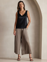 [Noir] SilkSilky-FR Sleeveless V Neck Top À Fines Brides 006