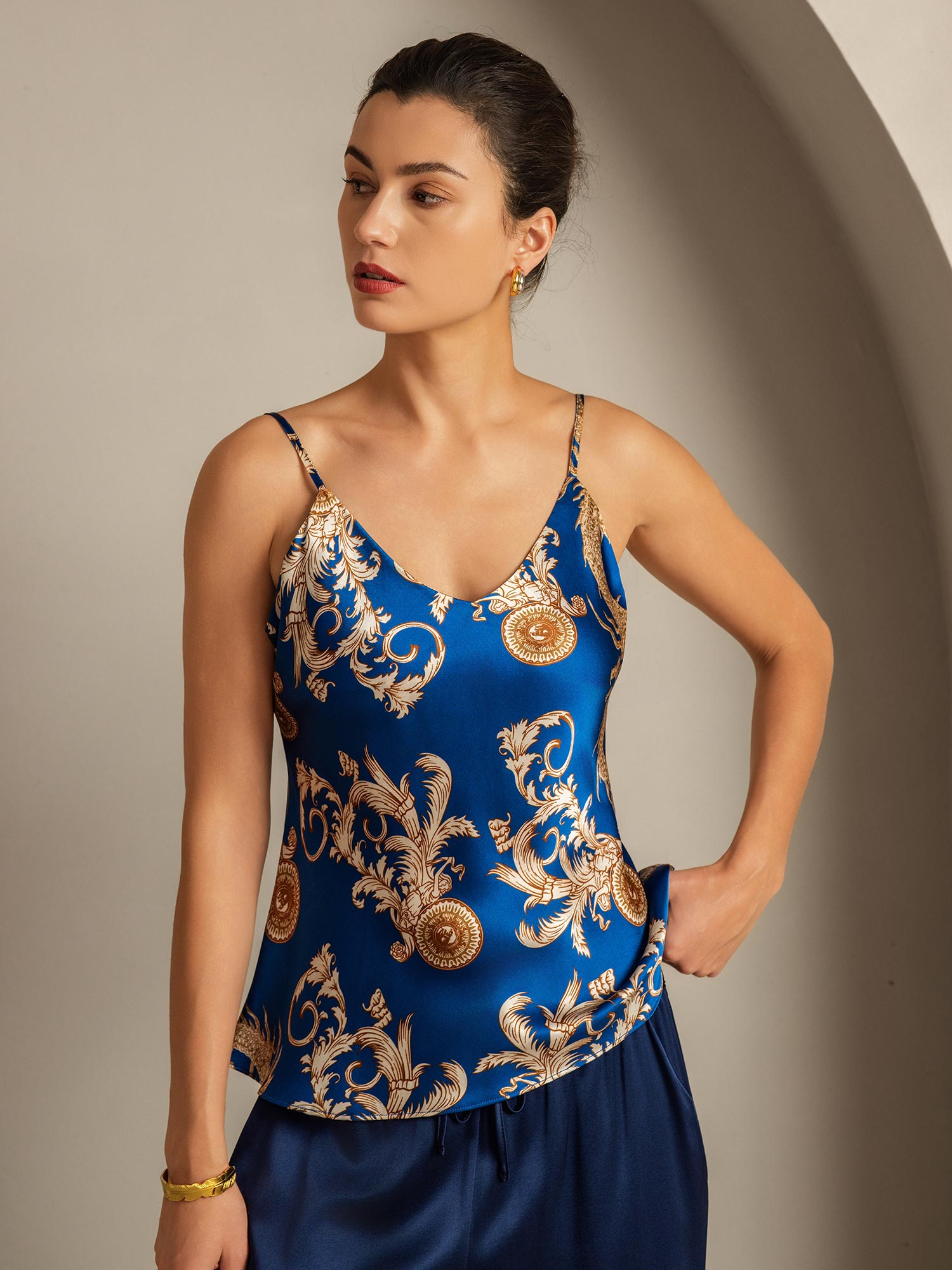 [Dragon Navy] SilkSilky-FR Pure Soie Camisoles 001