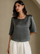 [Gris Foncé] SilkSilky-FR Half Sleeve Femme T-Shirt 001