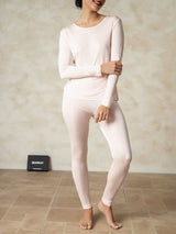 [Rose Clair] SilkSilky-FR Manches longues Col Rond Sous Vêtements Longs Femme 004