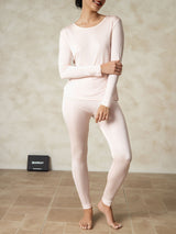 [Rose Clair] SilkSilky-FR Long Sleeve Round Neck Sous Vêtements Longs Femme 004