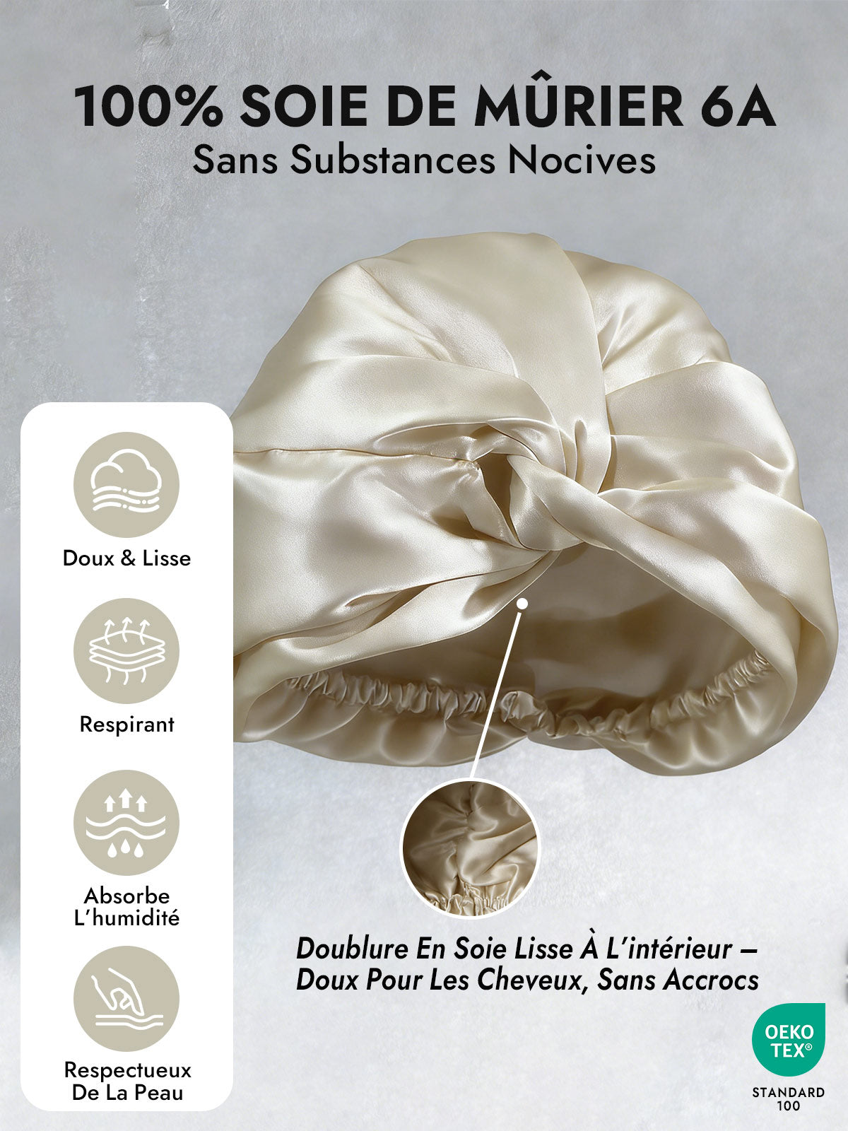 [Beige] SilkSilky-FR Bonnets de Nuit 003