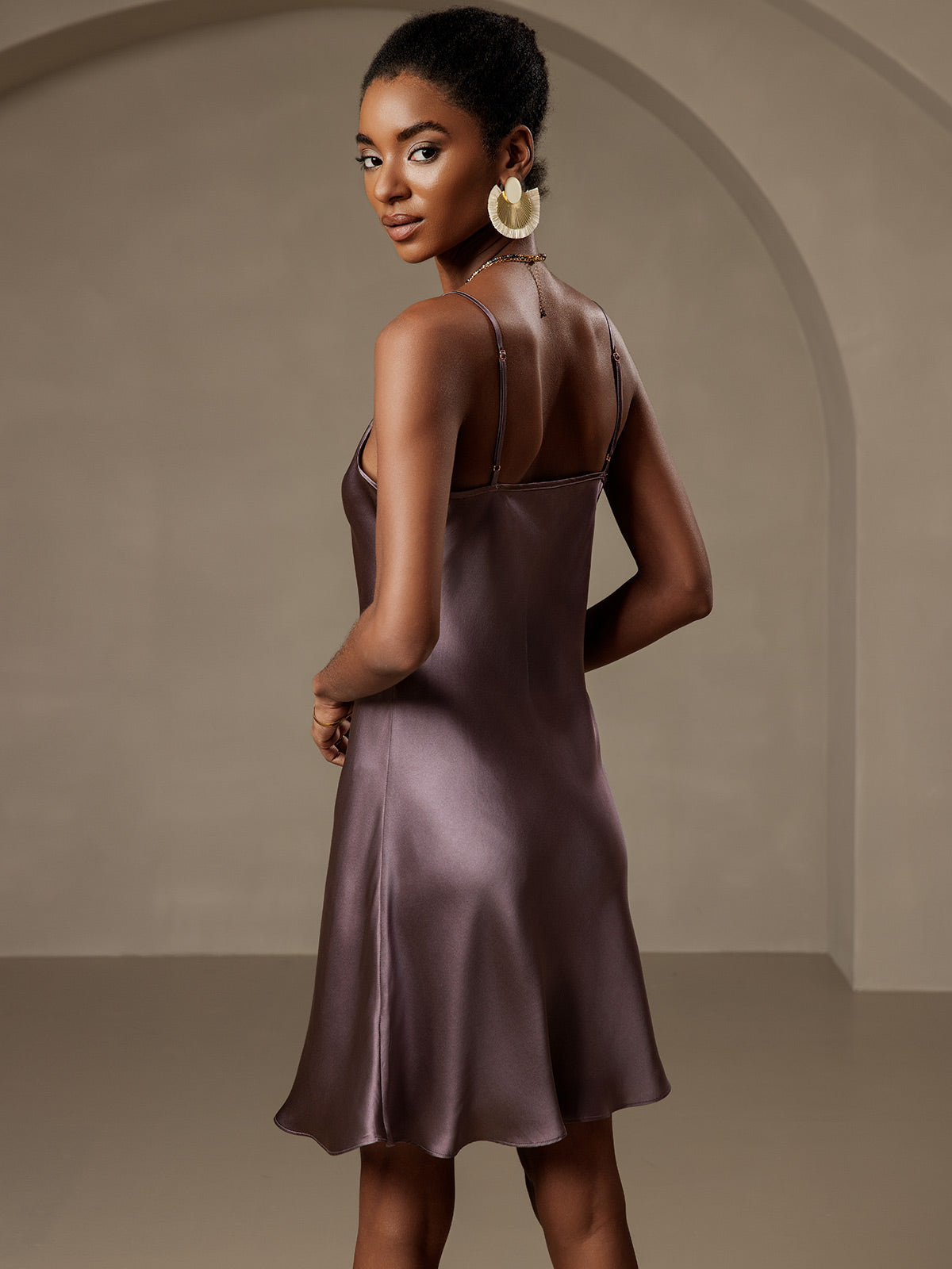 [Gris Pourpre] SilkSilky-FR Pure Soie Dress 002