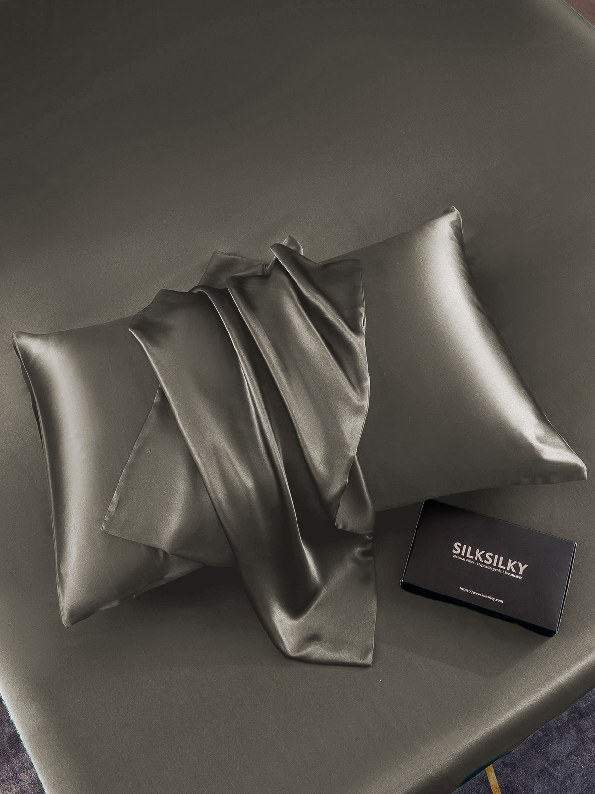 [Gris Foncé] SilkSilky-FR 22Momme Pure Soie Pillowcase 006