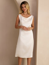 [Blanc] SilkSilky-FR Sleeveless Cowl Neck Robes 006