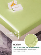[Vert Menthe] SilkSilky-FR Parure de Lit Soie 004