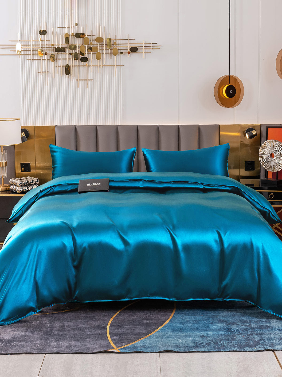 [Bleu Royal] SilkSilky-FR 19Momme Pure Soie Bedding Set 002