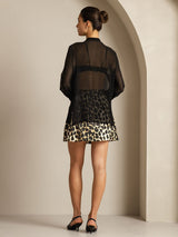 [Noir] SilkSilky-FR Soie Womens Shirt 009