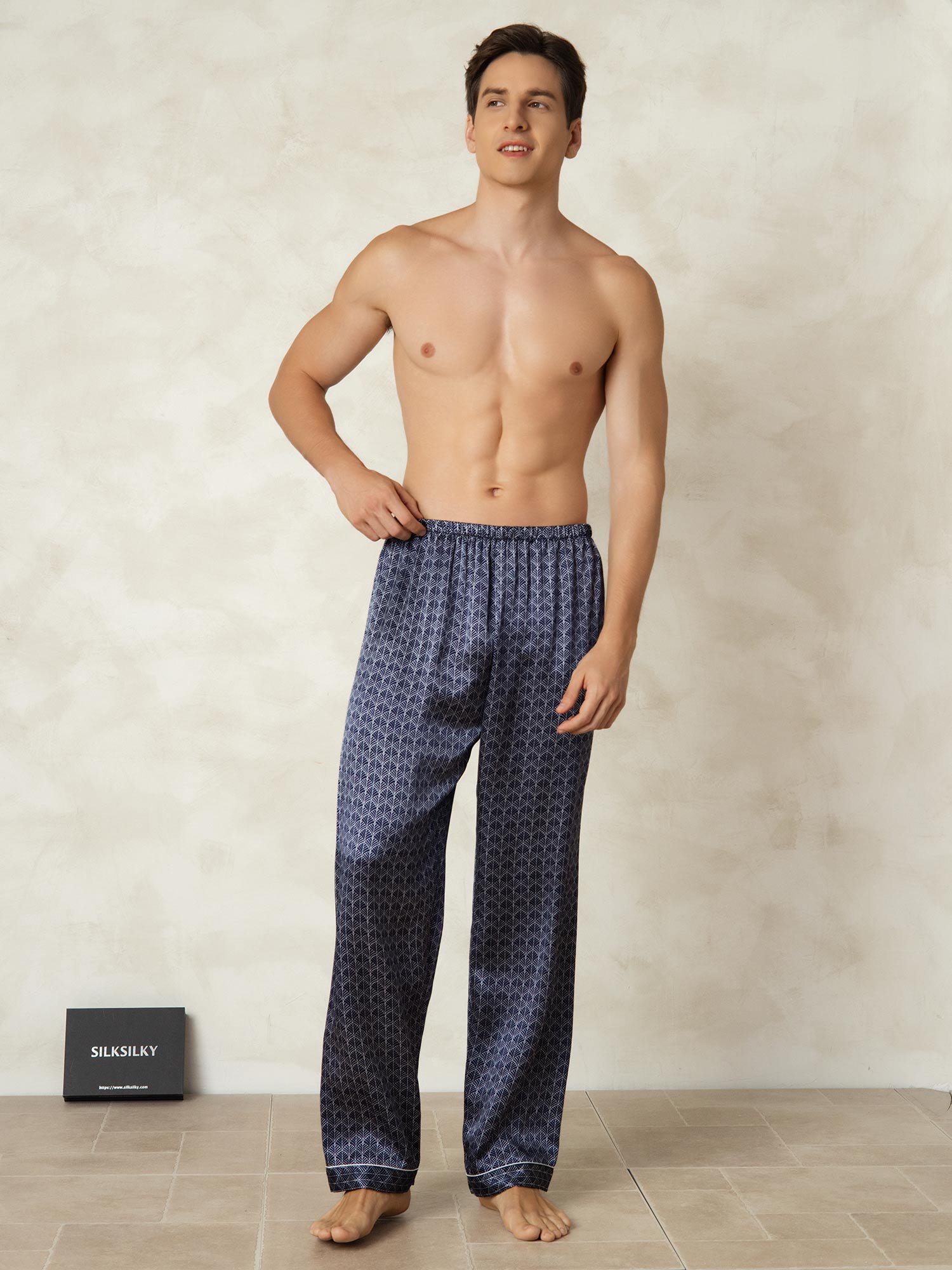 [Ginkgo Marine] SilkSilky-FR Pure Soie Mens Sleep Bottoms 004
