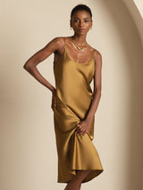 [Brun] SilkSilky-FR Sleeveless Col en U Robes 006